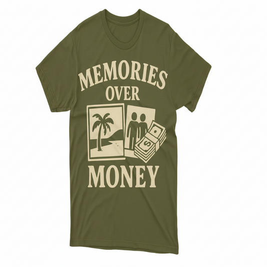 Memories over Money Tee- Olive
